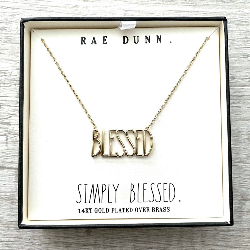[Rae Dunn] ‘BLESSED’ 14kt Gold Plated Necklace